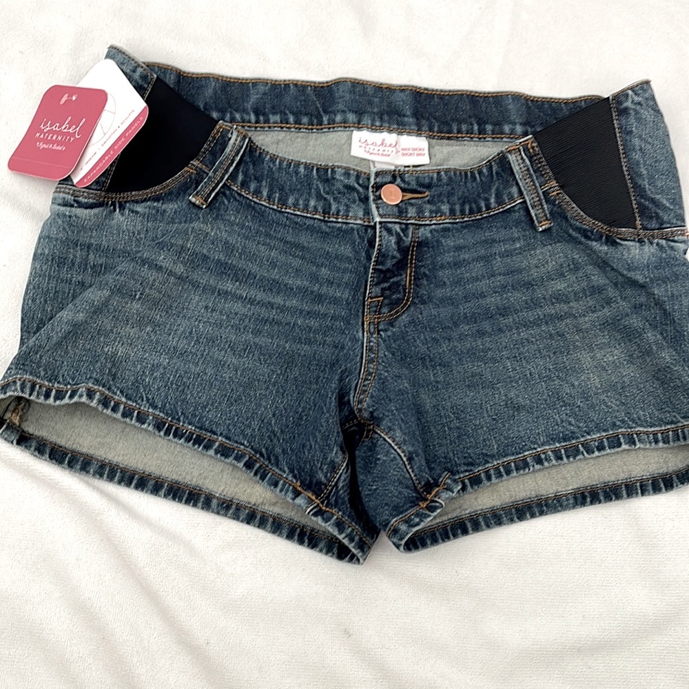 Isabel Maternity 6 Side Inset Panels Jean Midi Shorts